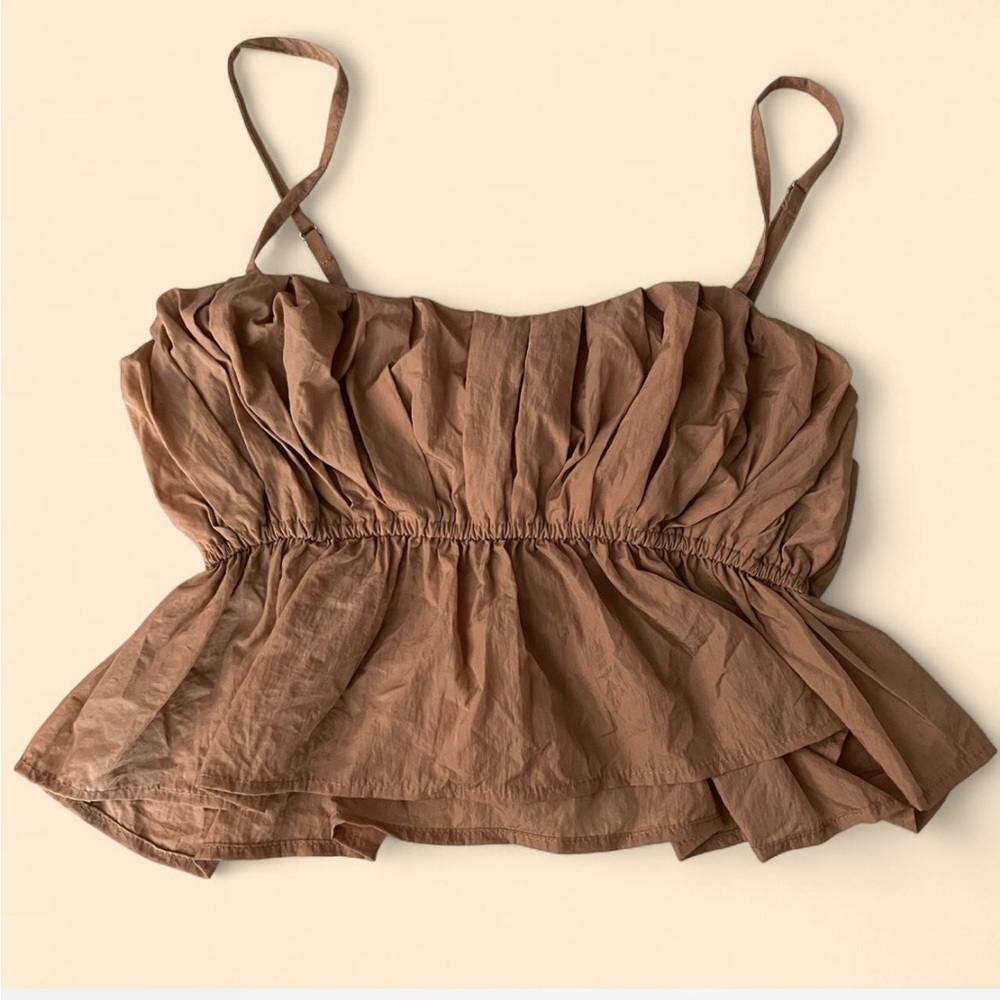 Forever 21 Brown Ruched Peplum Camisole